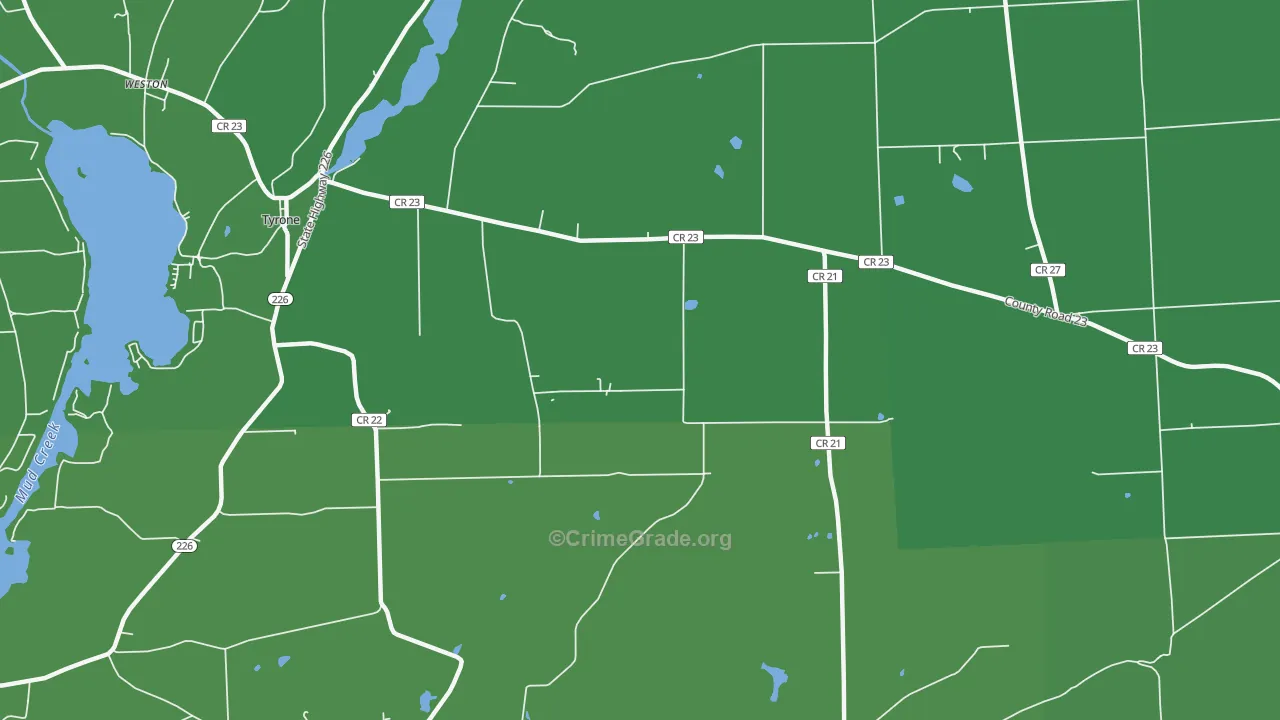 Tyrone, NY Map of Vandalism Rates
