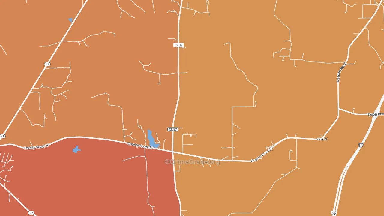 Tyson, AL Map of Vandalism Rates