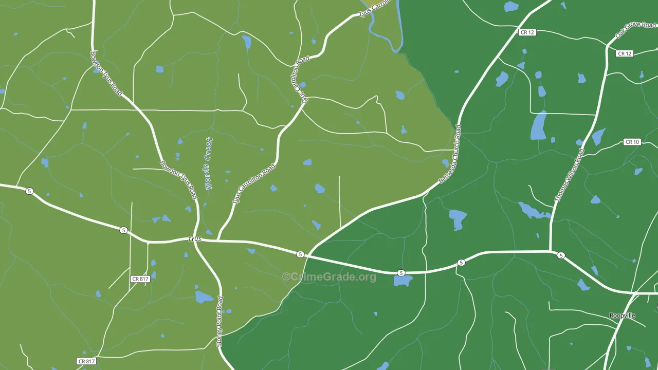 Tyus, GA Map of Vandalism Rates