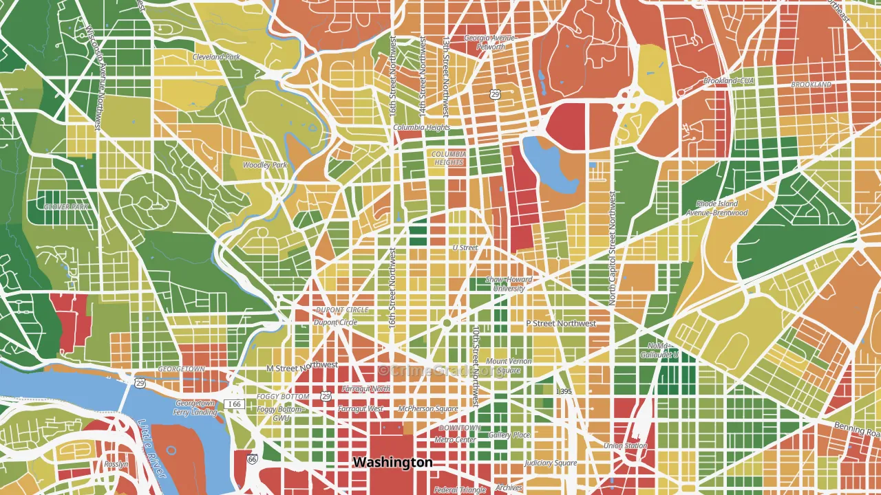 U Street Corridor, Washington, DC Map of Vandalism Rates