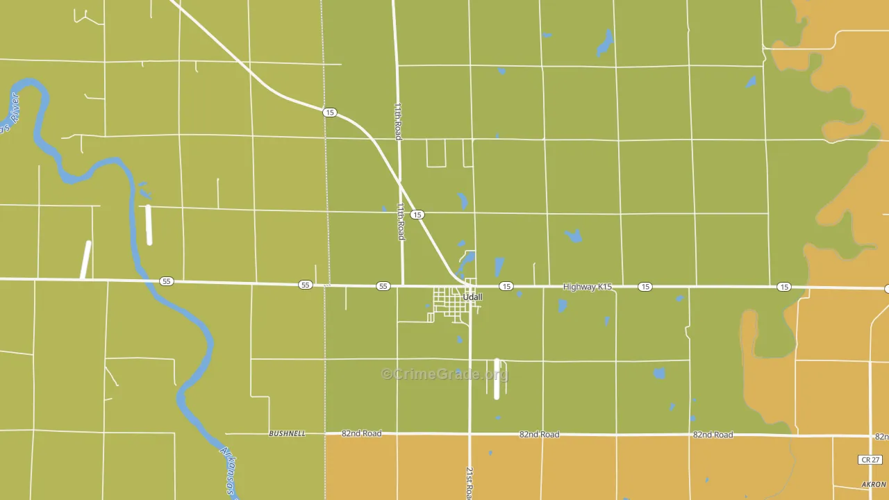 Udall, KS Map of Vandalism Rates