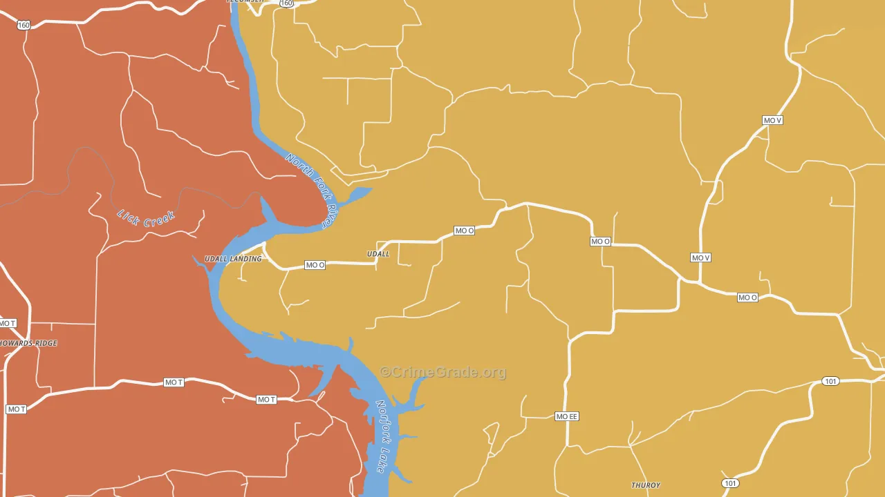 Udall, MO Map of Vandalism Rates