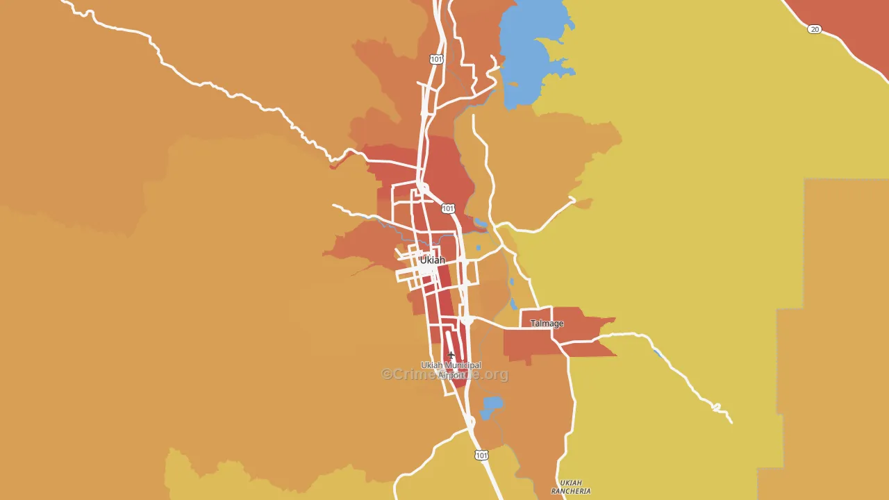 Ukiah, CA Map of Vandalism Rates