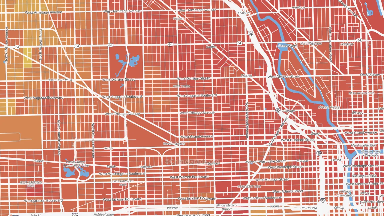 Ukrainian Village, Chicago, IL Map of Vandalism Rates
