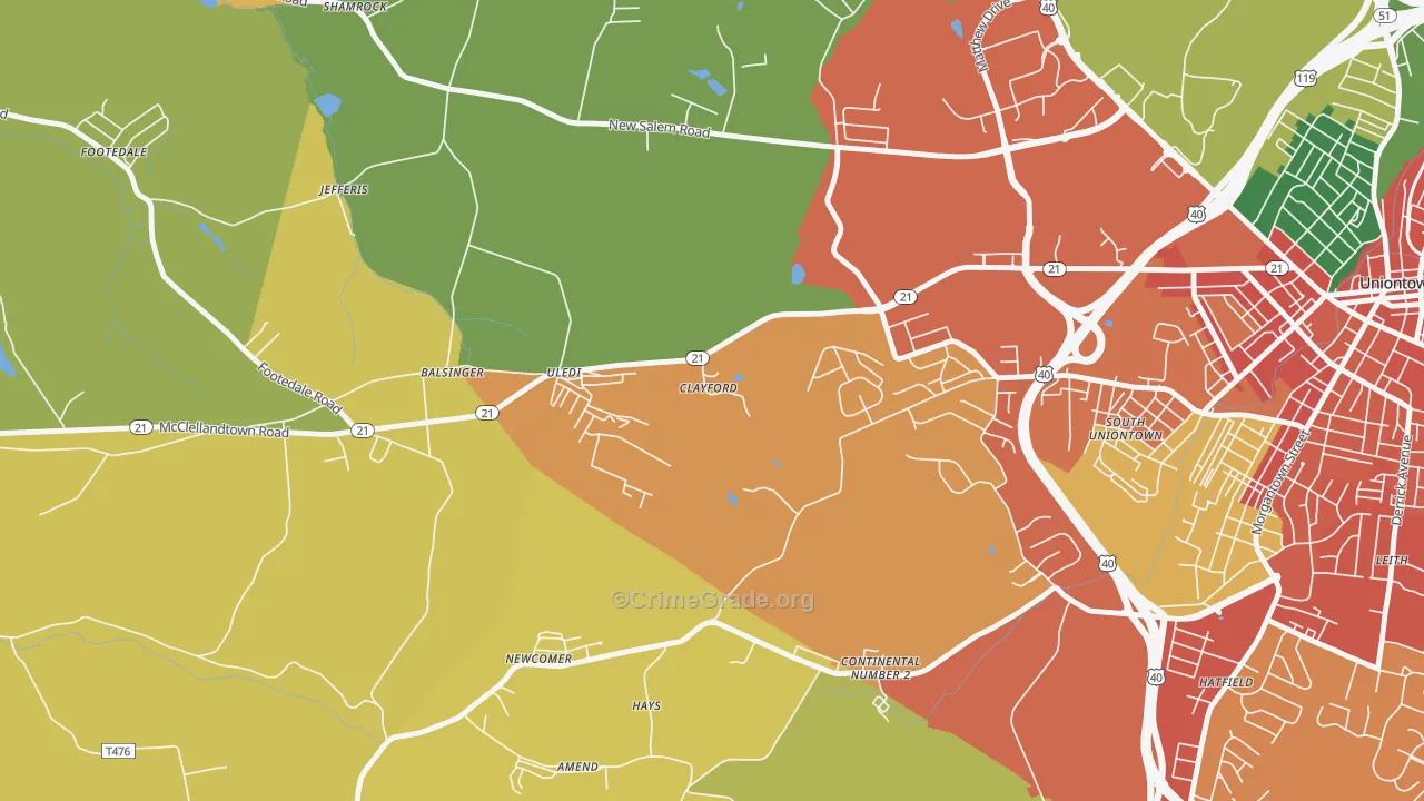 Uledi, PA Map of Vandalism Rates