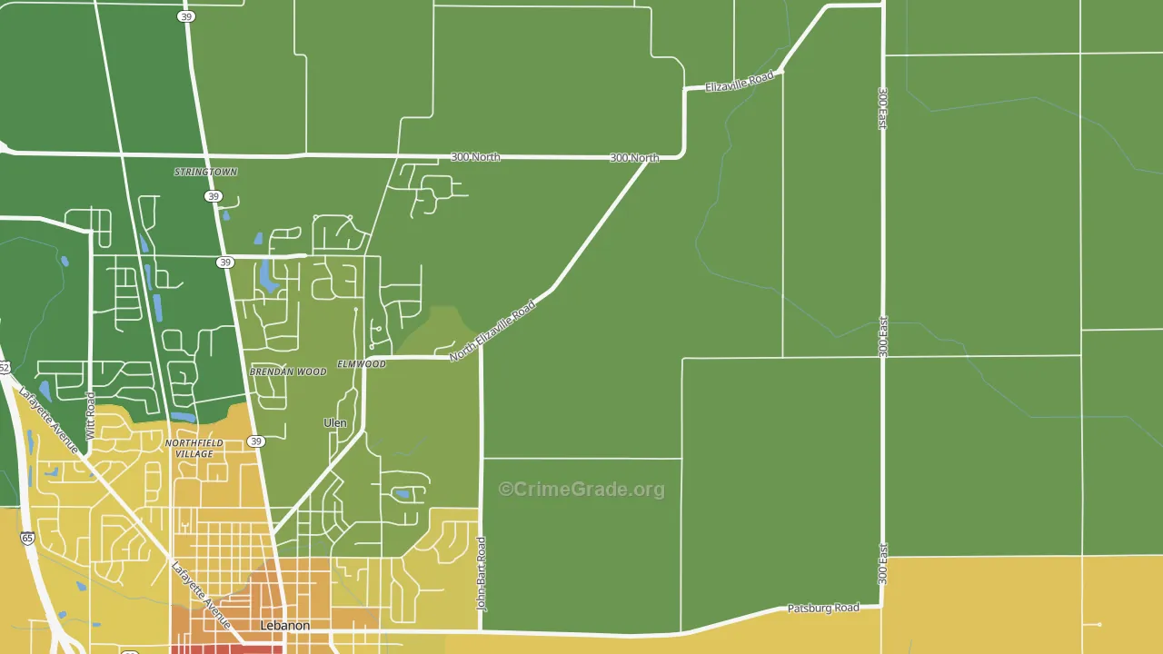 Ulen, IN Map of Vandalism Rates
