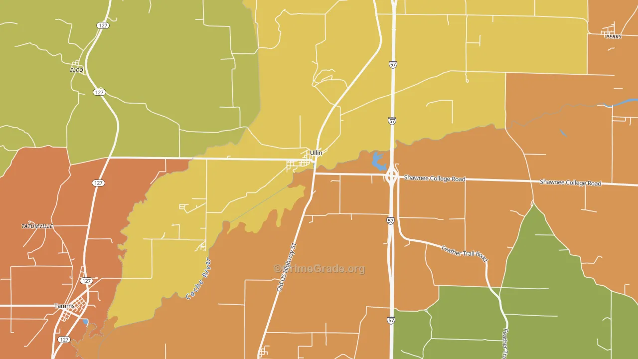 Ullin, IL Map of Vandalism Rates