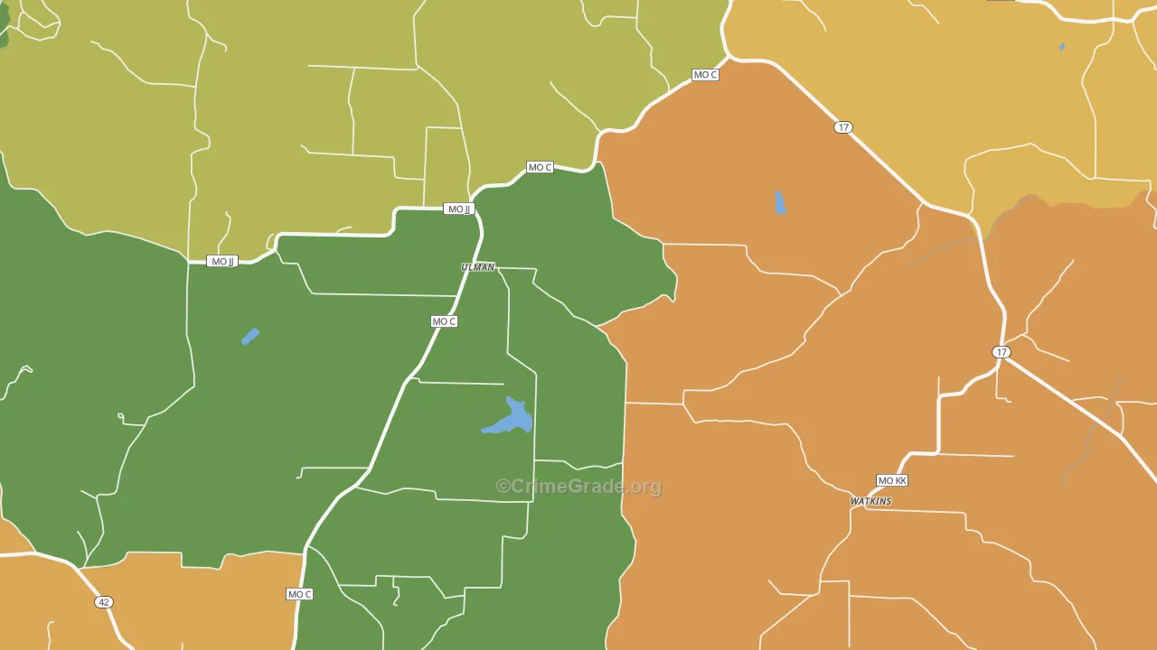 Ulman, MO Map of Vandalism Rates