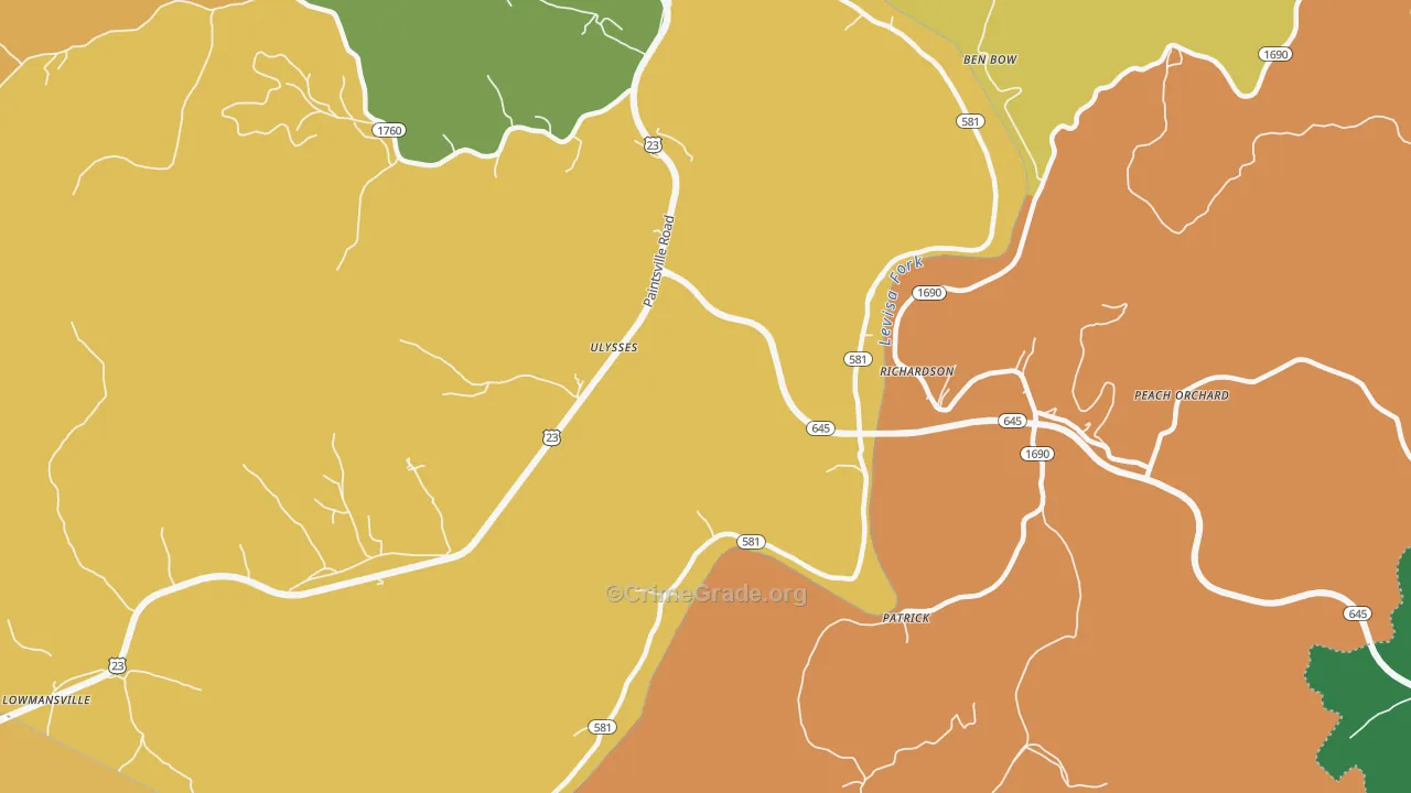 Ulysses, KY Map of Vandalism Rates