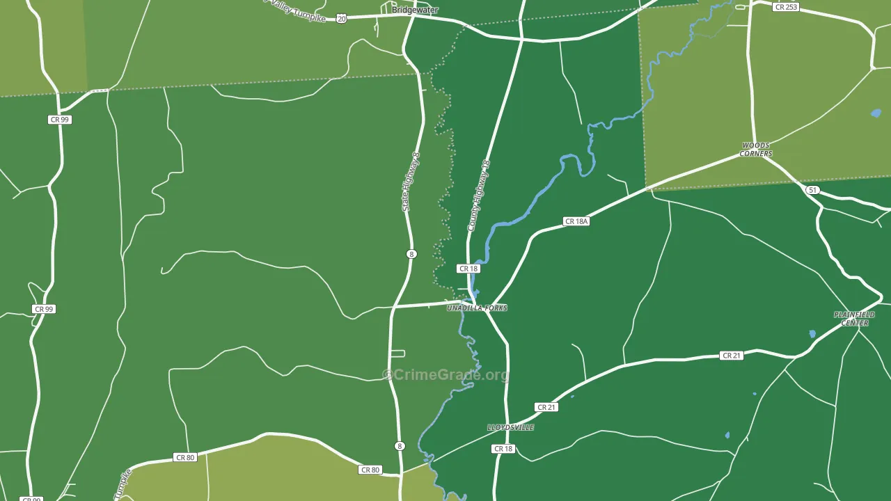 Unadilla Forks, NY Map of Vandalism Rates