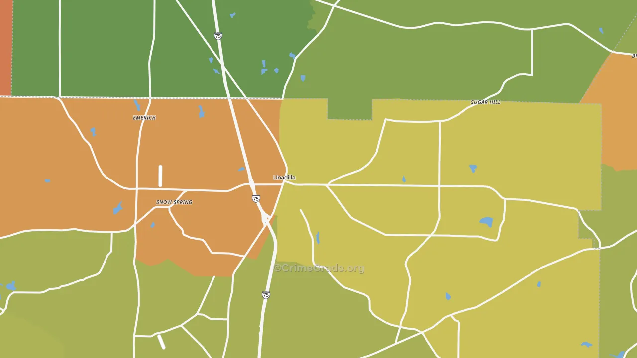 Unadilla, GA Map of Vandalism Rates