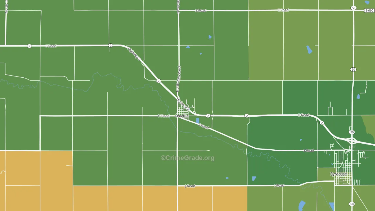 Unadilla, NE Map of Vandalism Rates