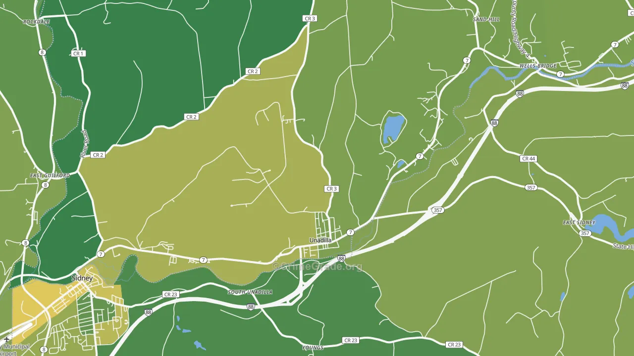 Unadilla, NY Map of Vandalism Rates