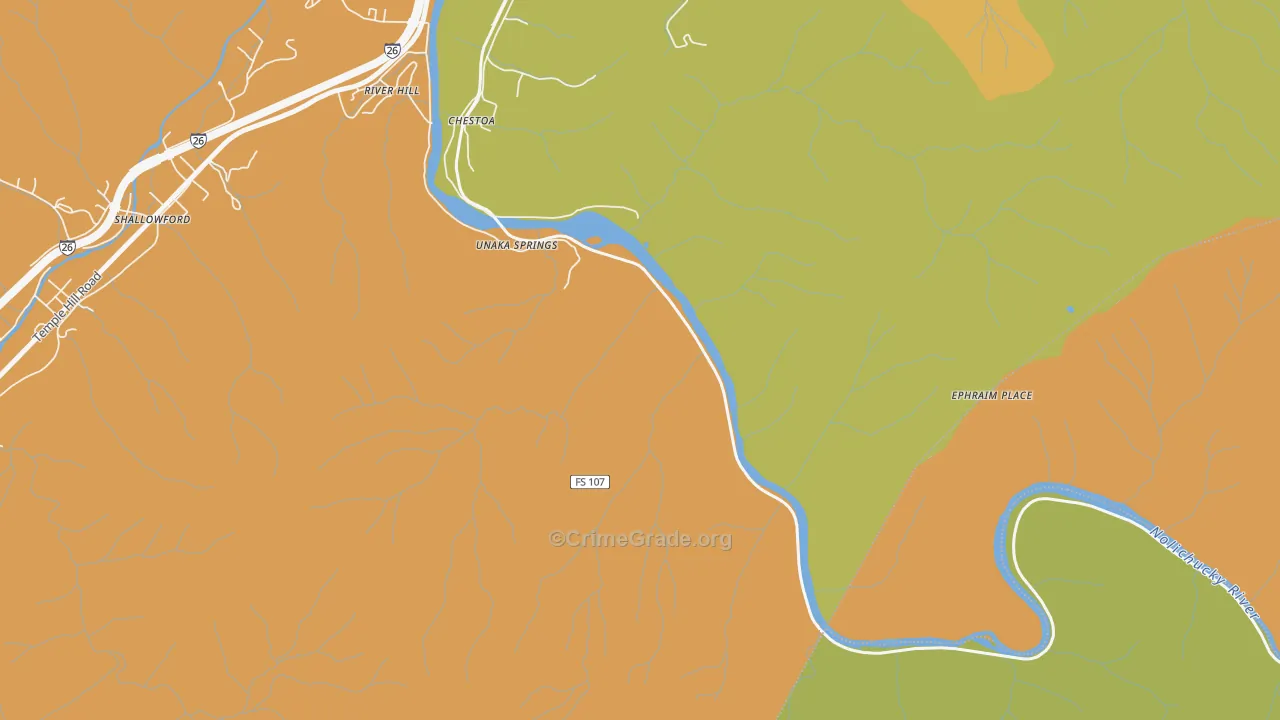 Unaka Springs, TN Map of Vandalism Rates