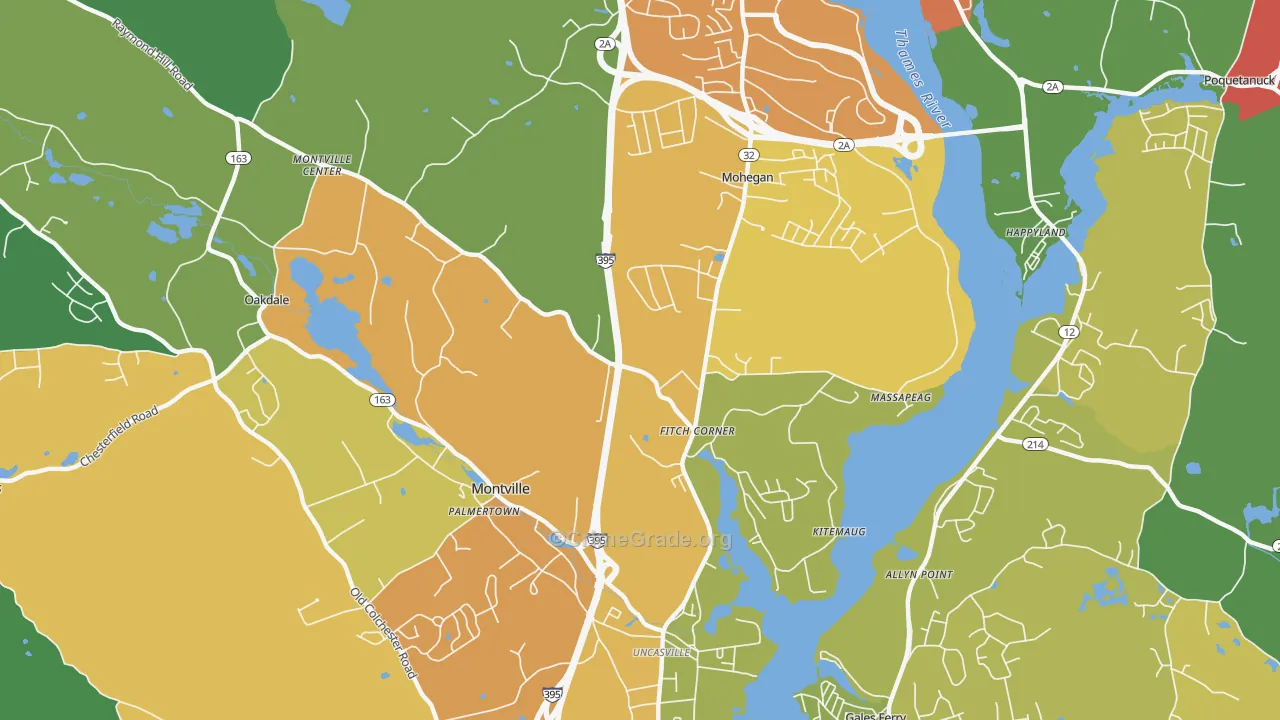 Uncasville, CT Map of Vandalism Rates