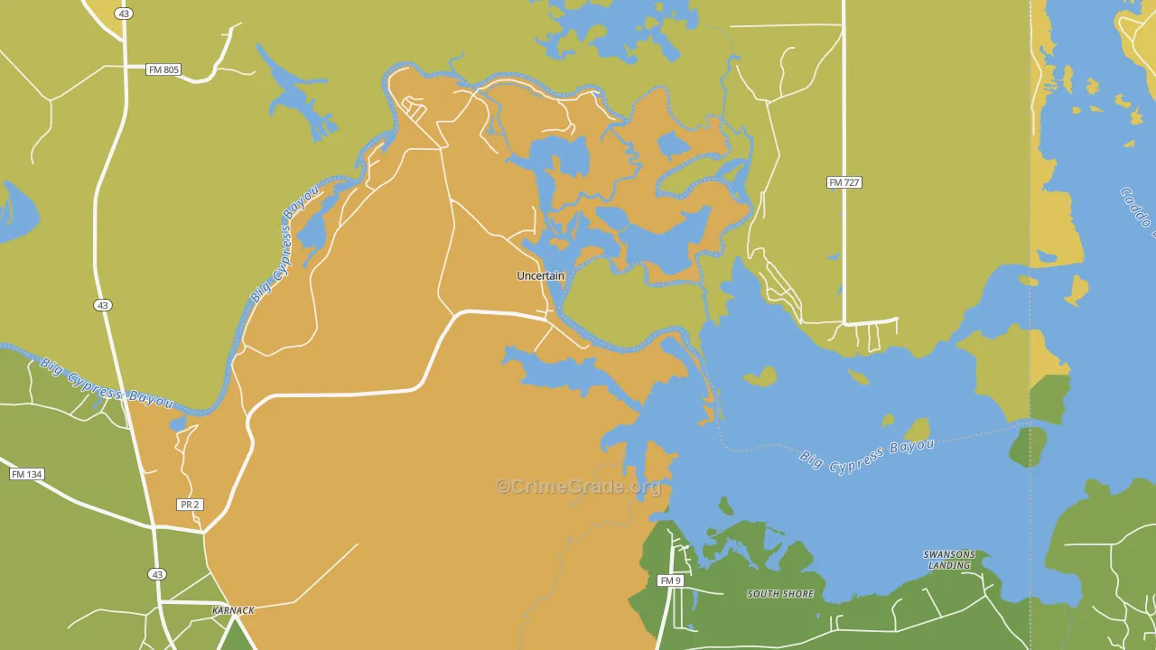 Uncertain, TX Map of Vandalism Rates