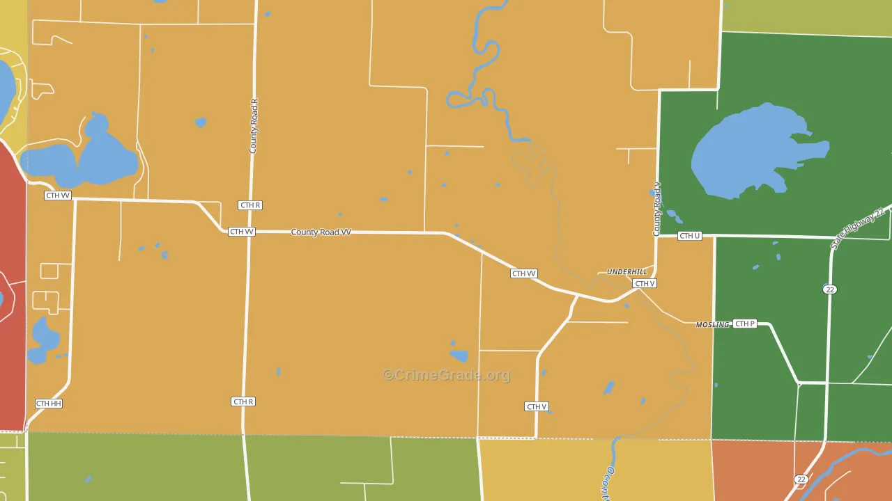 Underhill, WI Map of Vandalism Rates