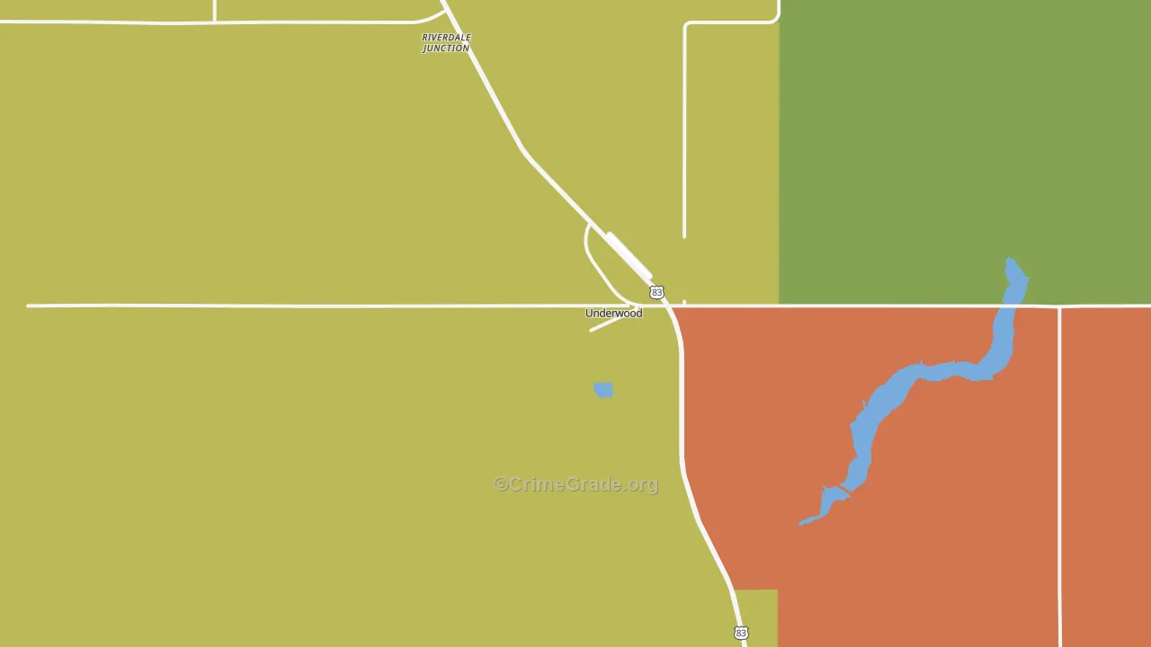 Underwood, ND Map of Vandalism Rates