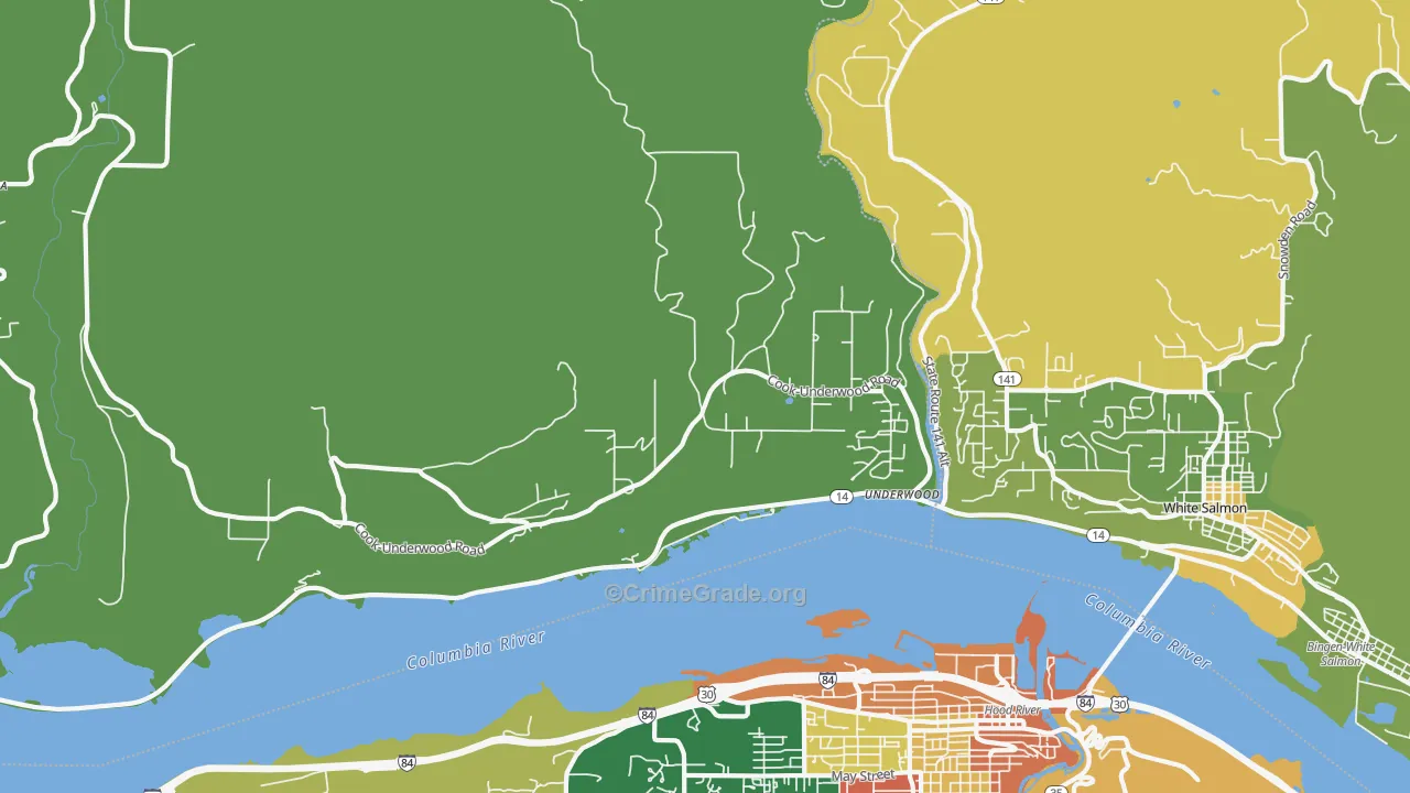 Underwood, WA Map of Vandalism Rates