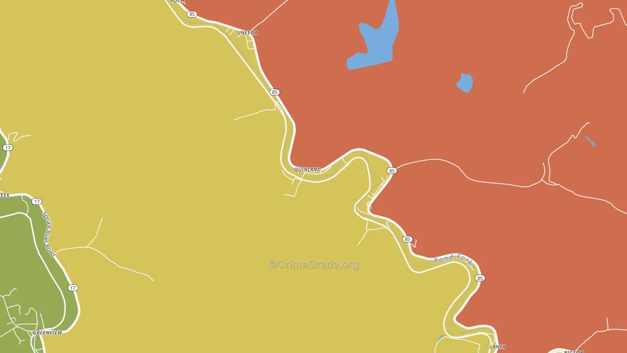 Uneeda, WV Map of Vandalism Rates