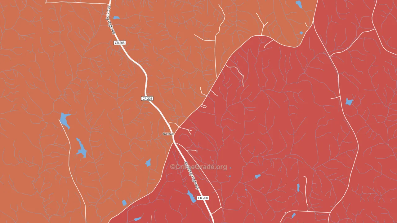 Union, AL Map of Vandalism Rates