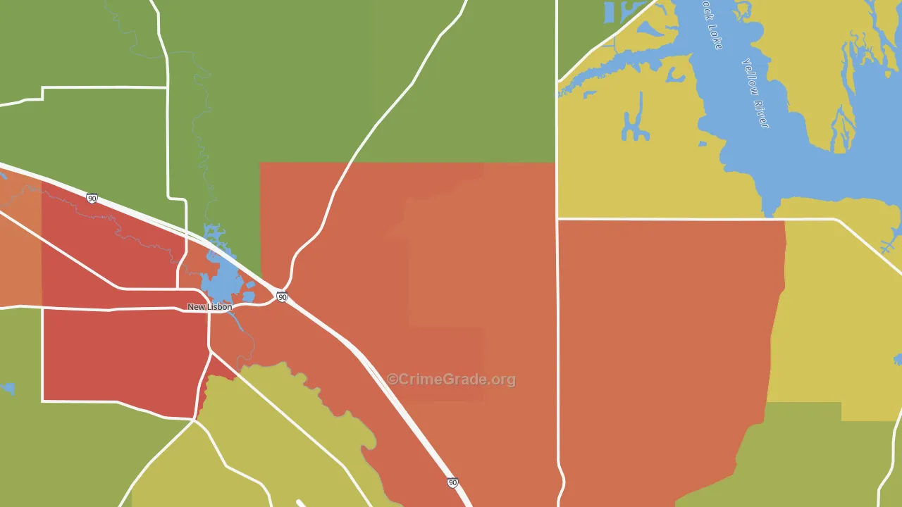 Union Center, WI Map of Vandalism Rates
