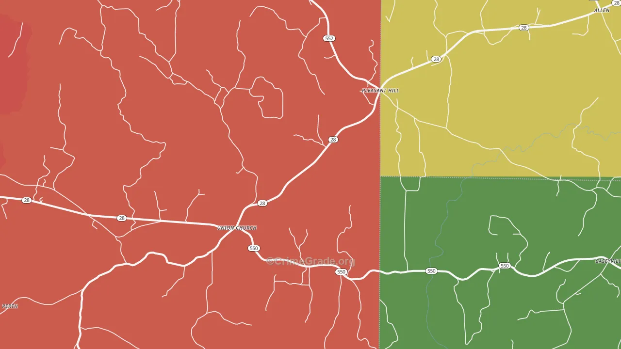 Union Church, MS Map of Vandalism Rates
