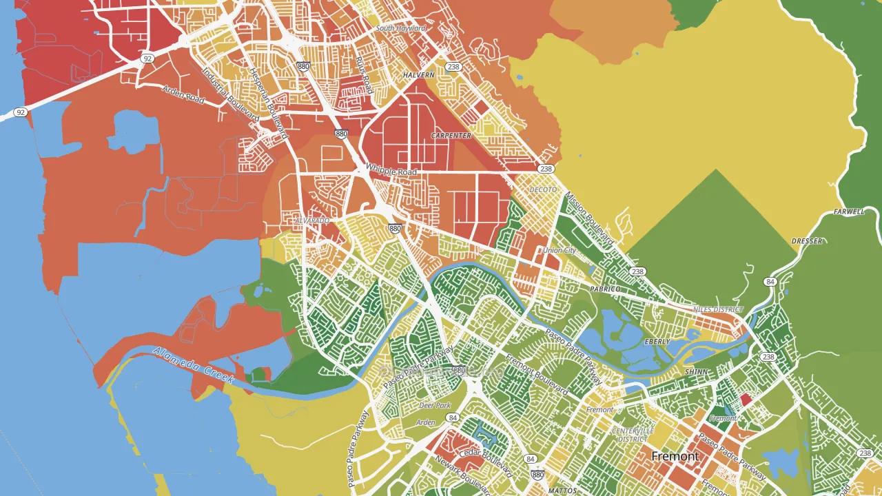 Union City, CA Map of Vandalism Rates