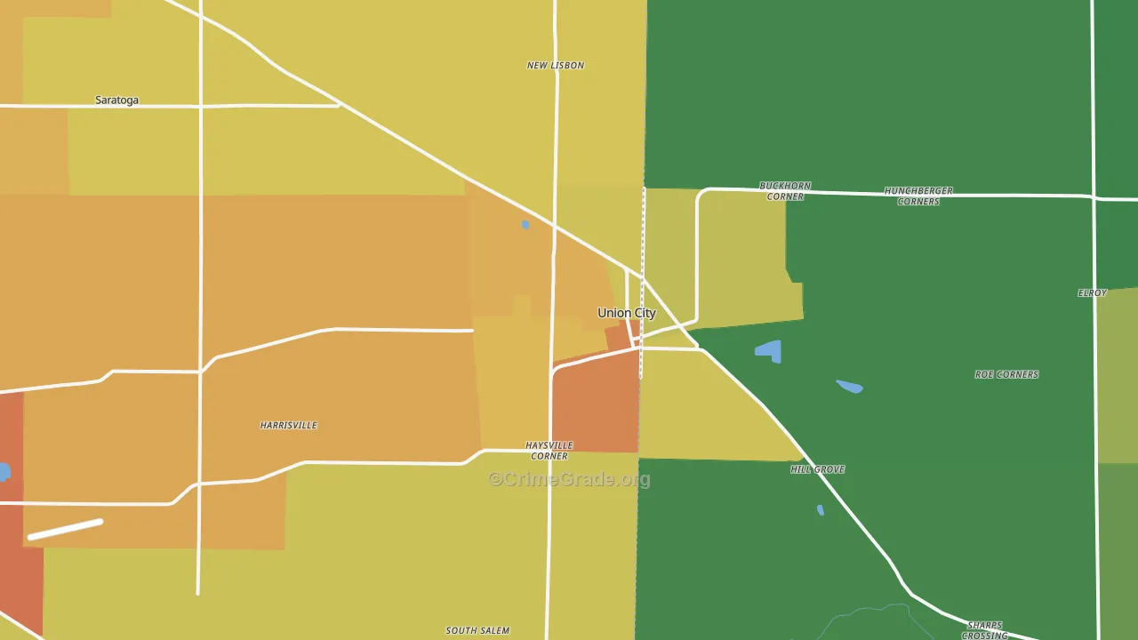 Union City, IN Map of Vandalism Rates