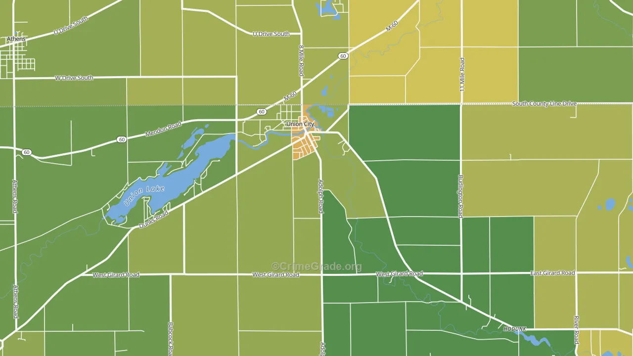 Union City, MI Map of Vandalism Rates