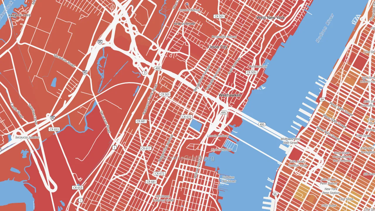 Union City, NJ Map of Vandalism Rates