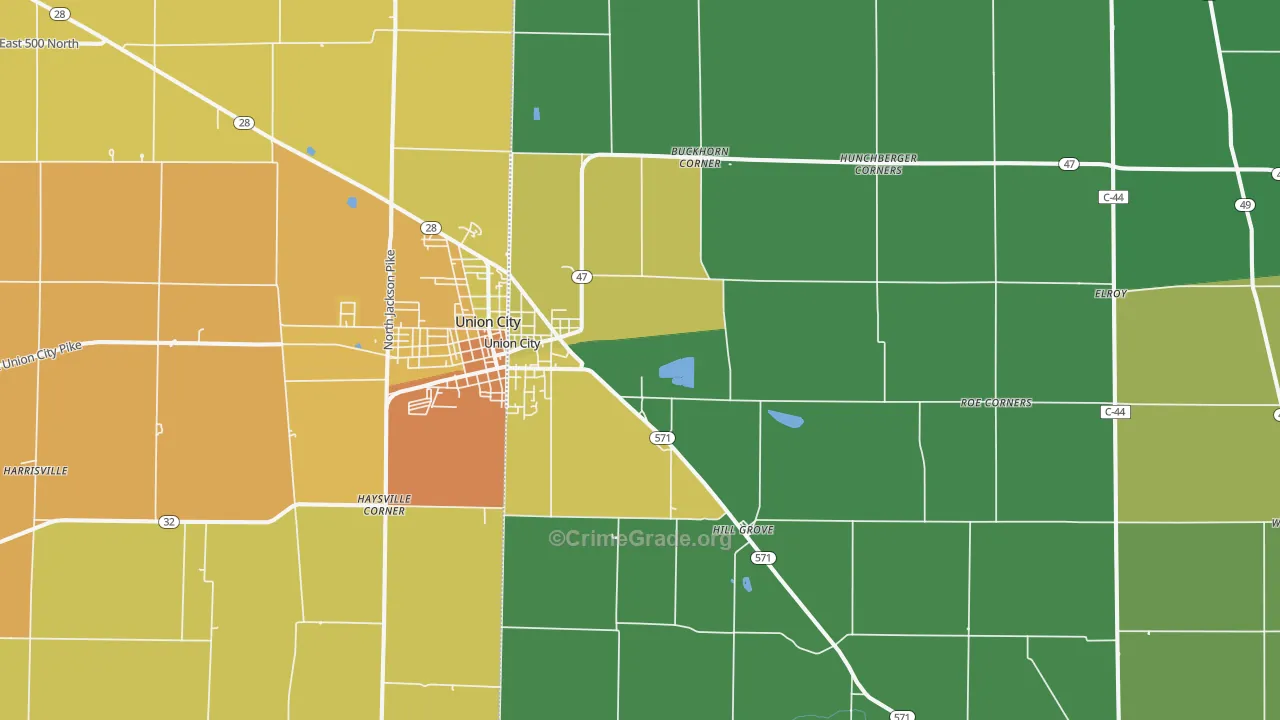 Union City, OH Map of Vandalism Rates