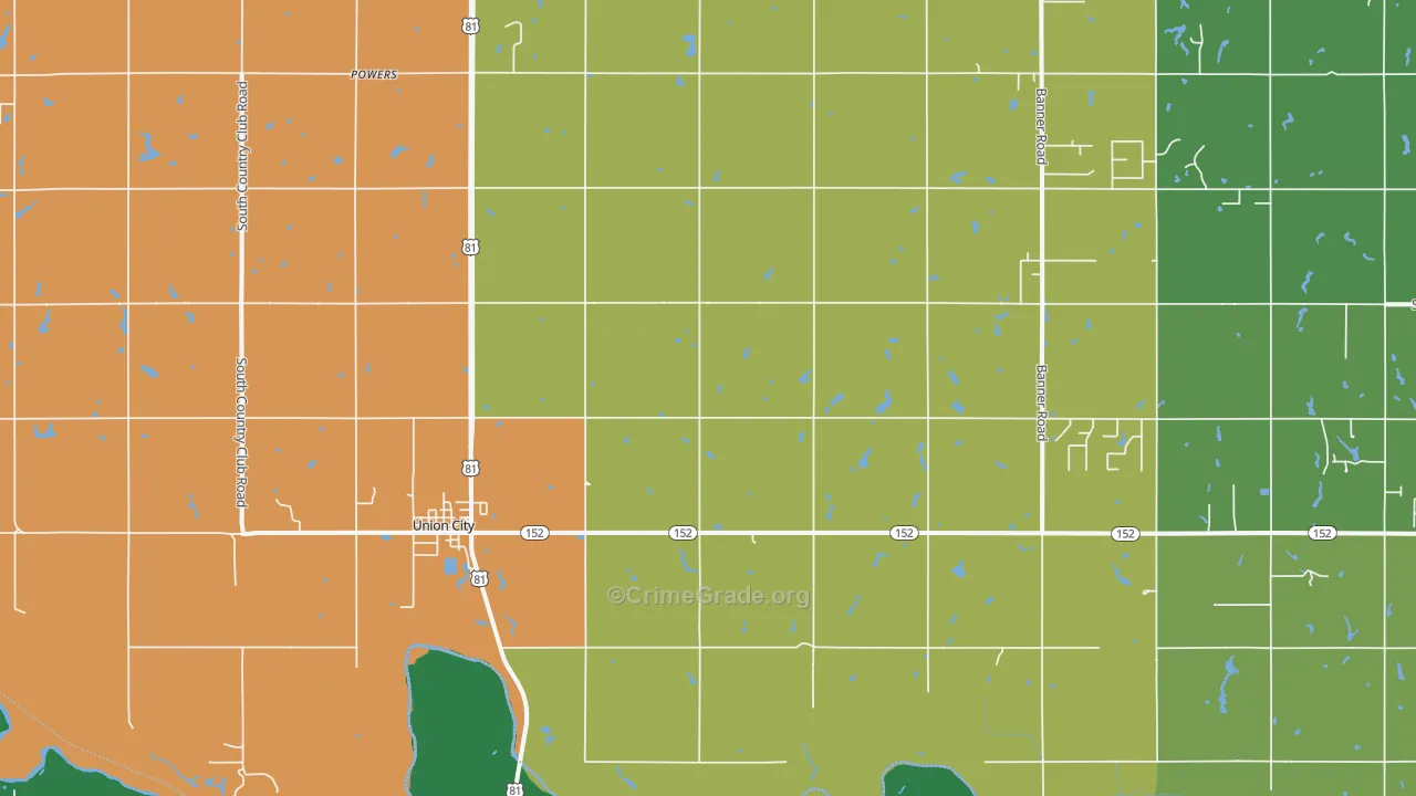 Union City, OK Map of Vandalism Rates
