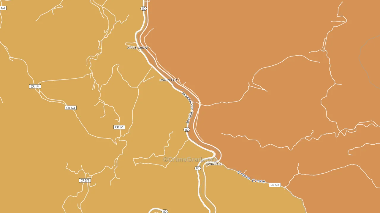 Union City, WV Map of Vandalism Rates