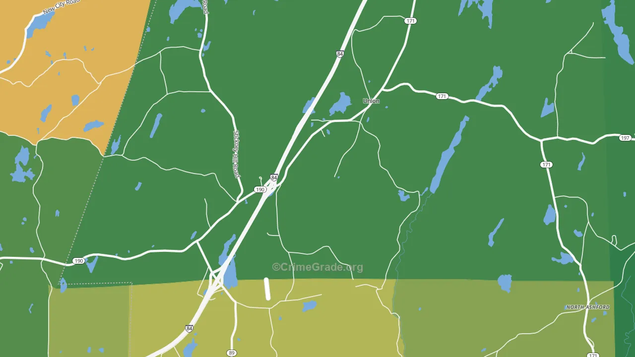 Union, CT Map of Vandalism Rates