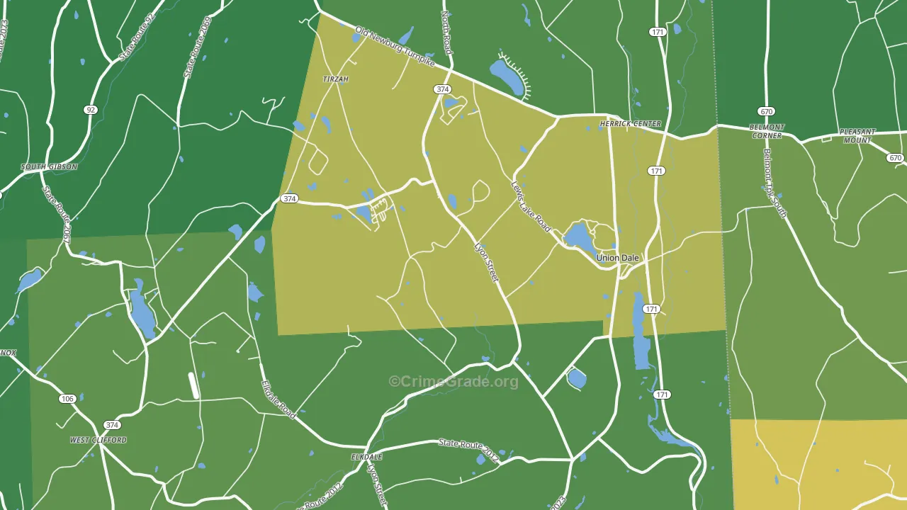 Union Dale, PA Map of Vandalism Rates