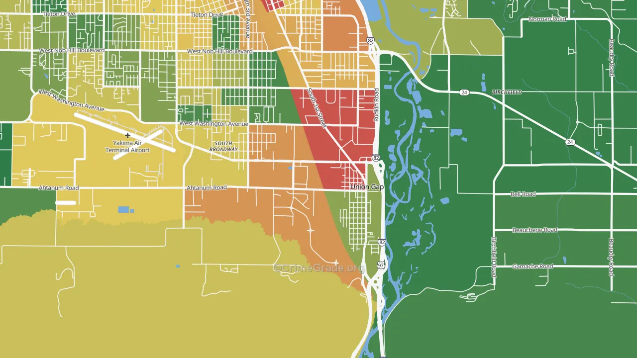 Union Gap, WA Map of Vandalism Rates