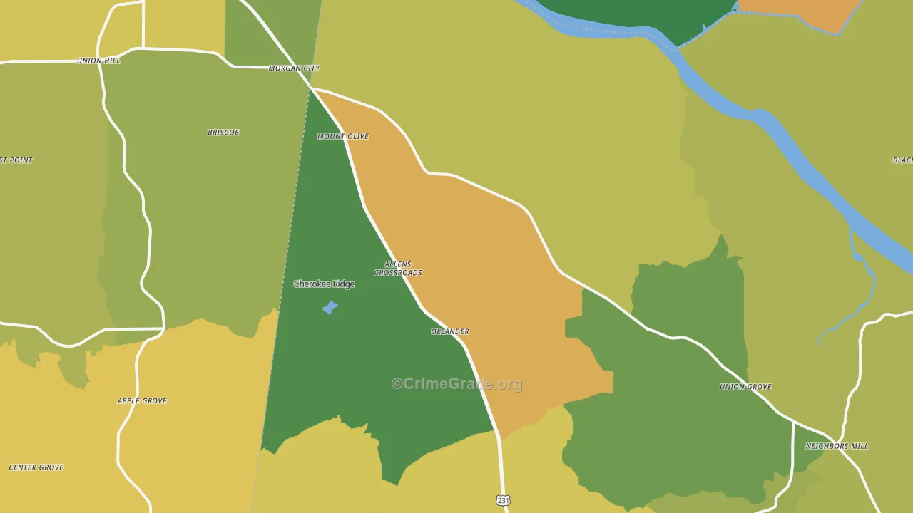 Union Grove, AL Map of Vandalism Rates