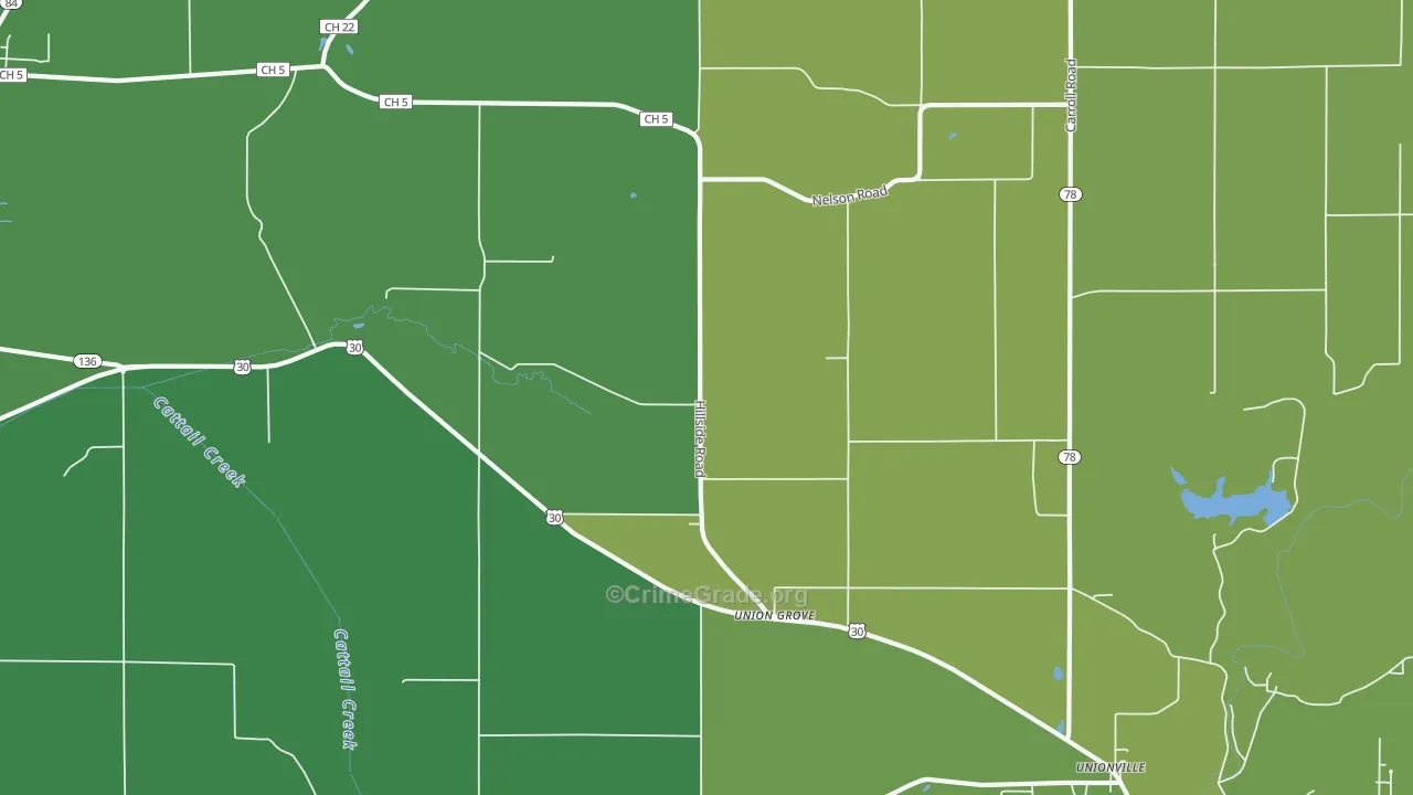 Union Grove, IL Map of Vandalism Rates