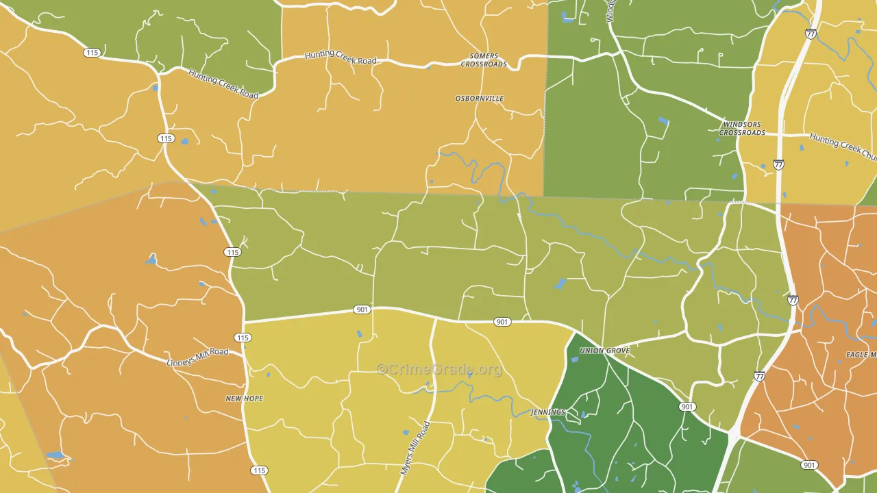 Union Grove, NC Map of Vandalism Rates
