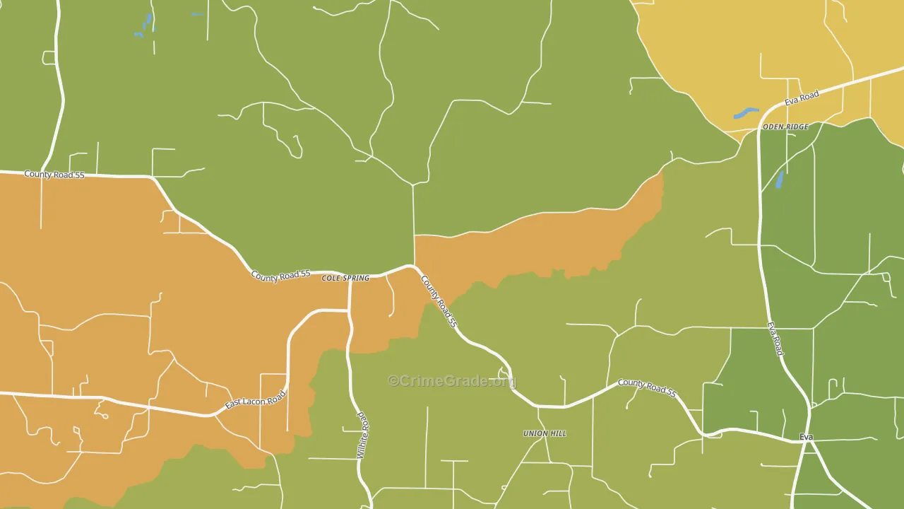 Union Hill, AL Map of Vandalism Rates
