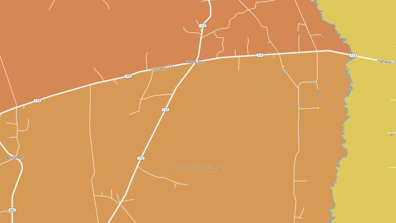 Union Hill, LA Map of Vandalism Rates