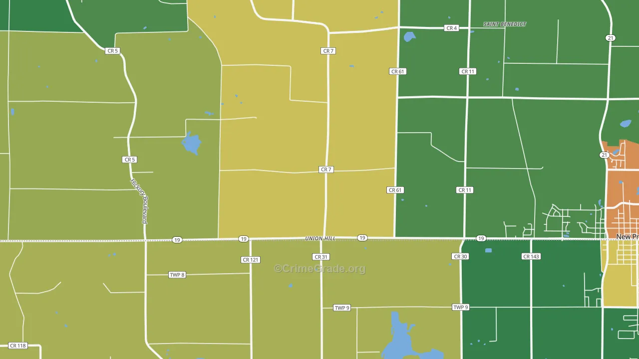 Union Hill, MN Map of Vandalism Rates