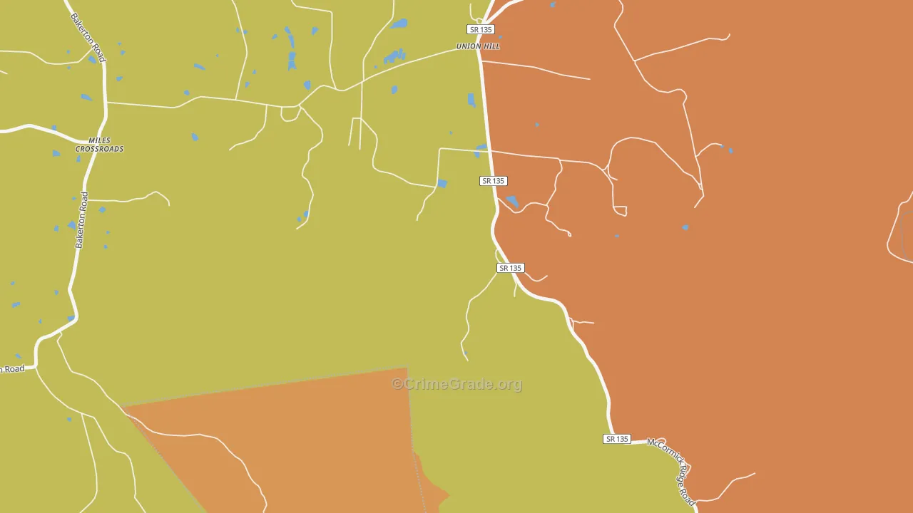 Union Hill, TN Map of Vandalism Rates