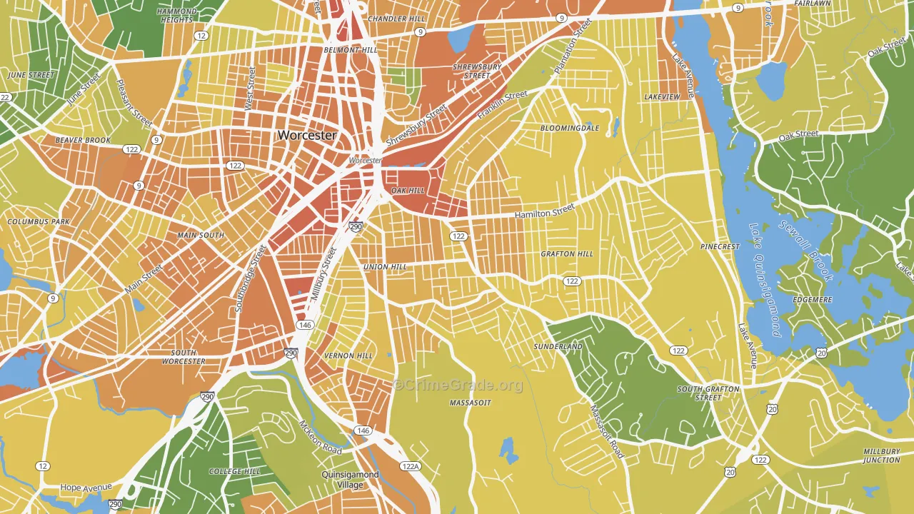 Union Hill, Worcester, MA Map of Vandalism Rates