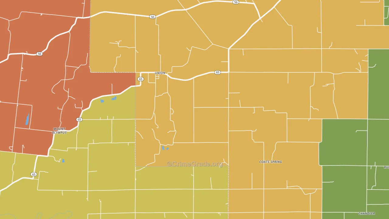 Union, IN Map of Vandalism Rates