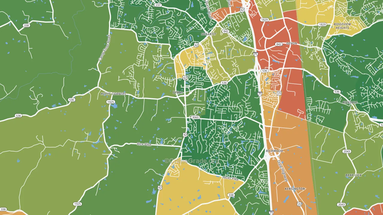 Union, KY Map of Vandalism Rates