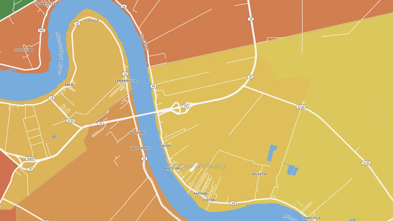 Union, LA Map of Vandalism Rates