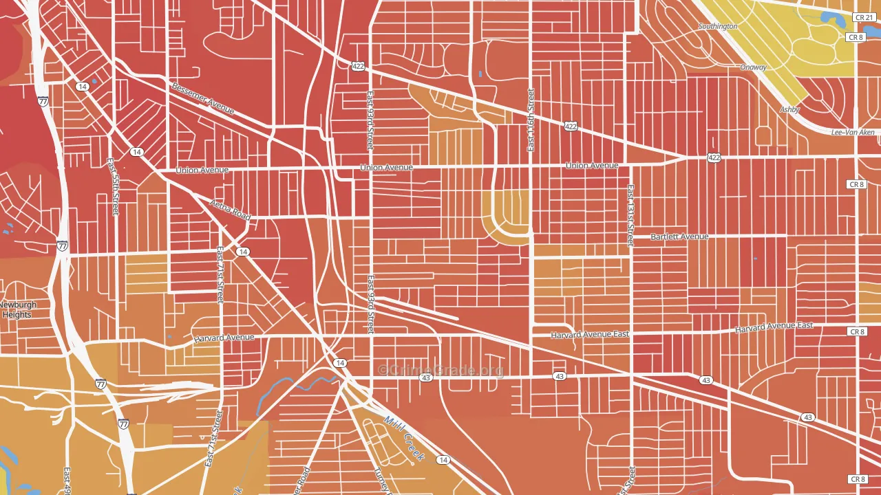 Union-Miles Park, Cleveland, OH Map of Vandalism Rates