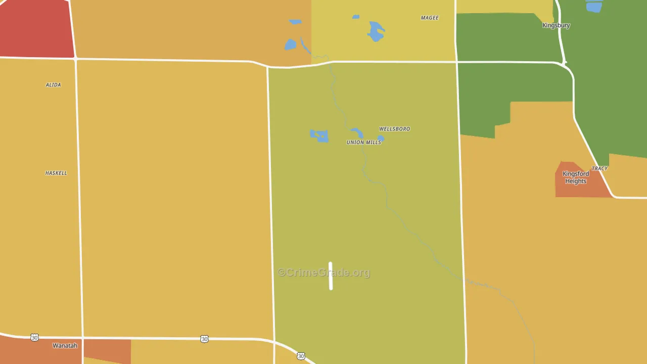 Union Mills, IN Map of Vandalism Rates